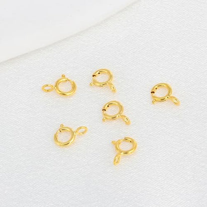 18K Gold Necklace Clasps for Jewelry Making - 5mm Spring Ring Clasps | Jewelry Clasps and Closures, 4mm Sterling Silver Jump Rings, Bracelet for DIY Jewelry Making Supplies - color: Gold