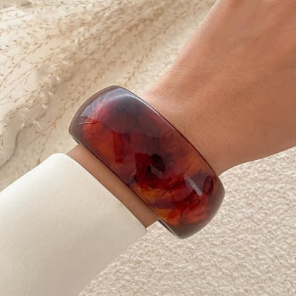 Colorful Acrylic Resin Open Cuff Bracelets Simple Transparent Chunky Thick Bangle Statement Irregular Geometric Resin Wide Wristband Chunky Acetate Wrap Cuff Bracelets - color: B-04