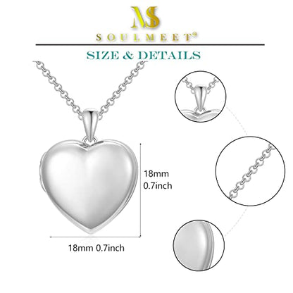 SOULMEET 10K 14K 18K Solid White Gold/Silver Minimalist Style/Infinity Sunflower Heart/Oval Locket Necklace That Holds 1 or 2 Pictures Personalized Photo Locket Necklace Letters Engraving - style: B3-white locket+photo+text