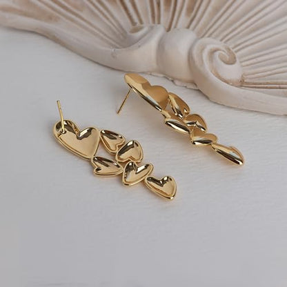 Jean Beau Chunky Gold Stone Stud Earrings for Women, Trendy Natural Gemstone Hypoallergenic Earing Valentine Jewelry Gift - color: Gold