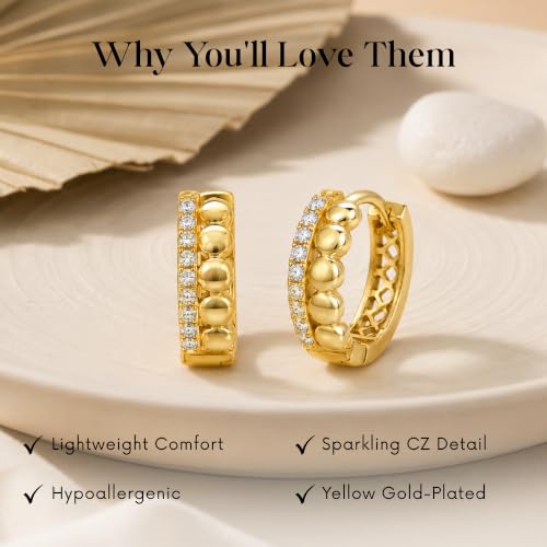 Gempires Huggie Hoop Earrings for Women | Cubic Zirconia Fashion Earrings Collection | Gold, Silver & Rose Gold Tone Styles | Lightweight Everyday Jewelry - color: Amara Diamond Hoop