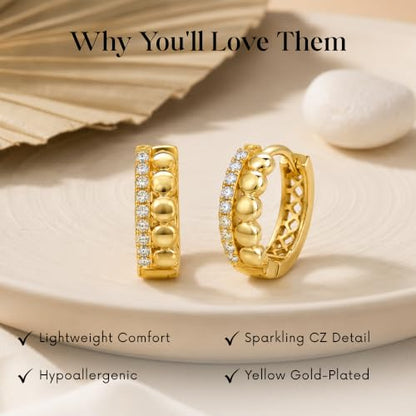 Gempires Huggie Hoop Earrings for Women | Cubic Zirconia Fashion Earrings Collection | Gold, Silver & Rose Gold Tone Styles | Lightweight Everyday Jewelry - color: Amara Diamond Hoop