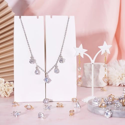 Beadthoven 1 Box 80Pcs 10 Styles Cubic Zirconia Alloy Rhinestone Charms Pendants for Necklace Bracelet Earring Jewelry Making Light Gold & Platinum - color: Light Gold & Platinum-Mixed Shape