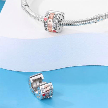 925 Sterling Silver Stopper Clip Charms for Bracelet Necklace Spacer Beads with 5A Cubic Zirconia Mother's Day Christmas DIY Gift for Women(2PCS) - style: Forever