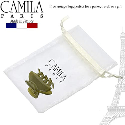 Camila Paris CP3552 French Small Hair Clips for Women, 2.5" Small Claw Clip Fashion Styling Mini Hair Clip Accessories for Women, Strong Hold No Slip Grip Cute Claw Clips, Made in France - color: Green 2.5"