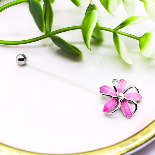 VERAMI 14G 38mm Pregnancy Belly Button Rings Flexible Bioplast Long Bar Flower Belly Rings for Maternity Clear Navel Piercing Retainer - color: Silver-pink flower