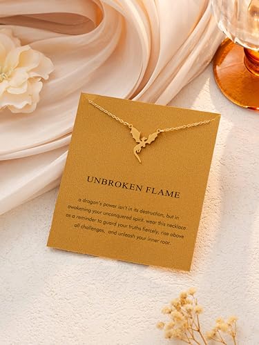 Baydurcan Dainty Gold Necklace for Women Ankh Mom Jesus Sun Star Necklace | 14K Gold Plated Pendant Necklaces Gifts for Friends Sister Mother, Birthday, Christmas, Graduation, Inspirational Gifts - style: Dragon
