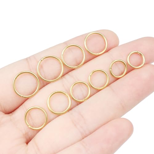 10PCS 20G/18G Surgical Steel Hinged Clicker Segment Nose Rings Hoops Septum Lip Ring Hoop Cartilage Tragus Helix Sleeper Earrings Piercing Jewelry for Women Men 6mm 7mm 8mm 9mm 10mm - color: 18g,6/7/8/9/10mm,goldtone