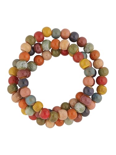 Boho Colorful Ceramic Bead Wrap Strand Bracelet for Women, Bohemian Hippie Summer Jewelry Gift - color: S05