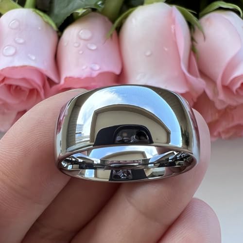 TUTISS 4mm 6mm 8mm 10mm Silver/Gold/White Tungsten Rings for Men Women Couple Fashion Jewelry Anniversary Engagement Wedding Bands Domed Polished I Love You Engraved Comfort Fit - color: 10mm Tungsten I Love You