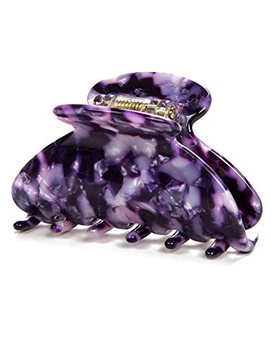 Handmade Celluloid Acetate French Design Barrettes Tortoise Shell Claws Hair Claw Luxury Fashion Accessories Hair Clip for Women (Purple) - color: Purple
