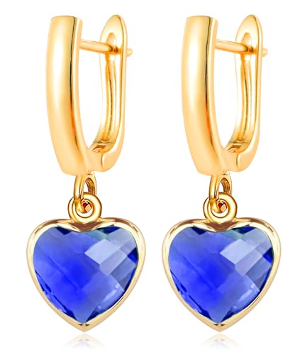 Geometric 14K Gold Crystal Stone Quartz Gemstone Leverback U Hoop Drop Dangle Earrings Jewelry for Women - color: F01