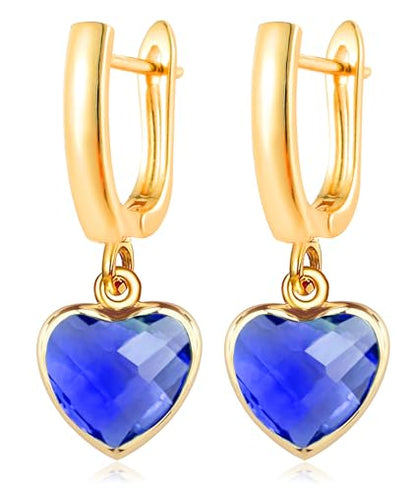 Geometric 14K Gold Crystal Stone Quartz Gemstone Leverback U Hoop Drop Dangle Earrings Jewelry for Women - color: F01