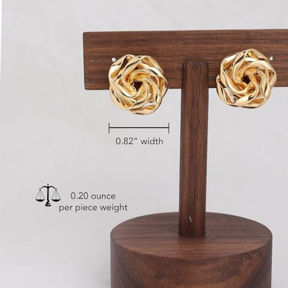 Jean Beau Chunky Gold Stud Earrings for Women Trendy Gold Plated Dangle Drop Prom Birthday Fashion Office Jewelry Gift - color: Rose