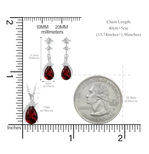immobird 925 Sterling Silver Infinity Birthstone Jewelry Set Teardrop | Birthstone Necklace and Earring Set, Small Pear-shape Pendant, Drop Earring, Timeless Gift for Her, Daily Wear, Nice Gift Box - color: 01-Jan.