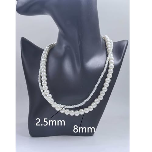 Imitation Pearl Necklace for Women Round Bead Beaded Pearl Choker Necklace Bead Pearls Necklaces Trendy Jewelry Gift 2.5 3 4 5 6 7 8 10 12 MM