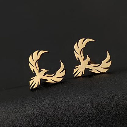 Stainless Steel Cutout Animals Phoenix Cufflinks For Mens