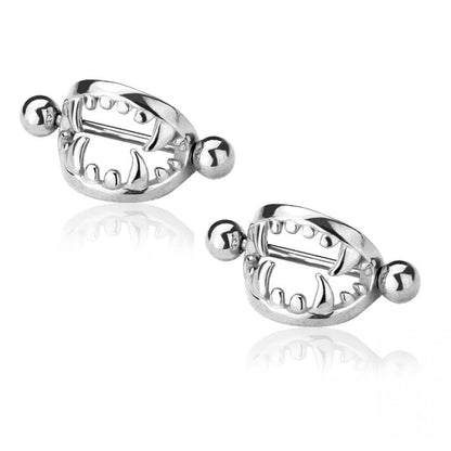 Pierced Owl 14GA 316L Stainless Steel Fang Nipple Shields, Sold as a Pair - style: Silver Tone