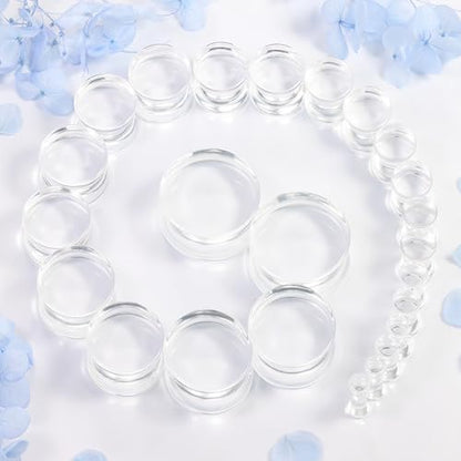 6G-26mm Acrylic Plastic Ear Gauges Tunnels Stretching Kit Double Flared Plugs Tunnels Expanders Stretcher Saddle Gauges Earrings for Men Women Black White Clear - color: Clear 6G-26mm