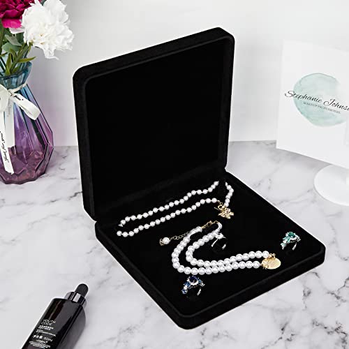 LETURE Velvet Jewelry Set Box, Velvet Gift Box for Bracelet Necklace Earring Ring (Black) - color: Black
