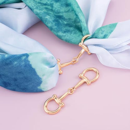 Joez Wonderful Scarf Ring Clip, Wide Band Chunky Chain Silk Scarf Buckle, Shawl Clips Scarf Clasp Holder Scarves Pin - color: (Horsebit) Gold