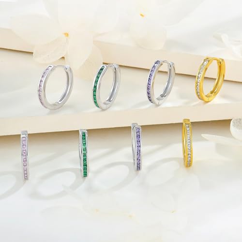 Starchenie Huggie Hoop Earrings for Women 925 Sterling Silver Princess Cut Birthstones Jewelry Gift - color: 09-Sapphire-Sept