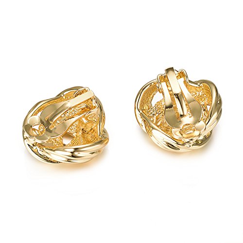 Yoursfs Knot Multicolor Clip on Earrings For Women Silver and gold Plated Large Non Pierced Floral Earrings - style: Golden triple knot clip on