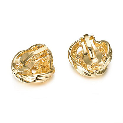Yoursfs Knot Multicolor Clip on Earrings For Women Silver and gold Plated Large Non Pierced Floral Earrings - style: Golden triple knot clip on