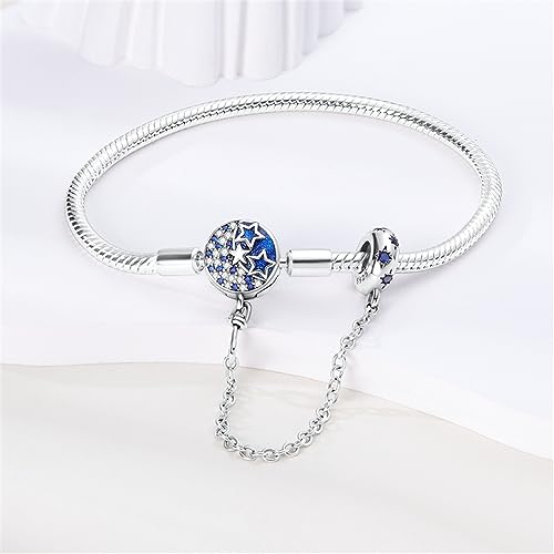 KUNSIR 925 Sterling Silver Snake Chain Bracelet with Safety Chain Charm Bracelets for Women Teen - style: KJB017