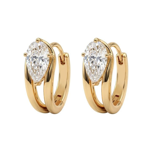 VACRONA Cubic Zirconia Huggie Earrings 14k Gold Plated Tiny Earrings Small Huggie Hoop Earrings Simple Lightweight Hoops Gift for Women - color: Drops water