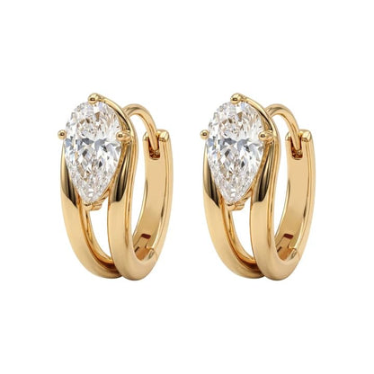 Cubic Zirconia Huggie Earrings 14k Gold Plated Tiny Earrings Small Huggie Hoop Earrings Simple Lightweight Hoops Gift for Women - color: Drops water