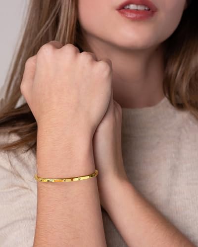 14K Gold Bracelets for Women Adjustable Slider Bracelet Bangle Bracelets for Women Trendy Chain Bracelet - color: Gold CZ Bar