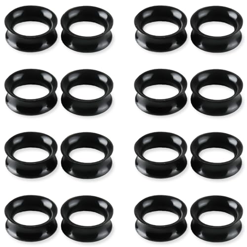 16Pcs Silicone Ear Gauges 8G-25mm Flexible Ear Tunnels Gauges Soft Expander Stretching Ear Plugs Tunnels Black & White & Clear Earring Piercings Jewelry for Men Women - color: Black, size: 00G(10mm)