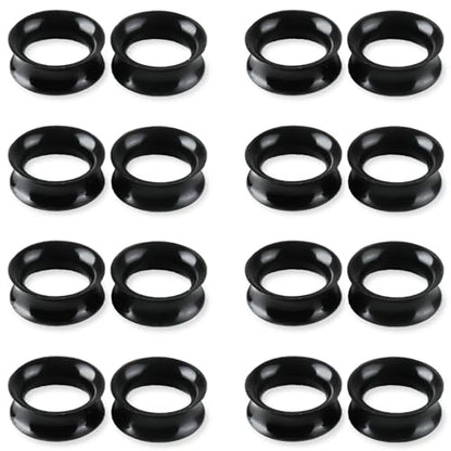 16Pcs Silicone Ear Gauges 8G-25mm Flexible Ear Tunnels Gauges Soft Expander Stretching Ear Plugs Tunnels Black & White & Clear Earring Piercings Jewelry for Men Women - color: Black, size: 00G(10mm)