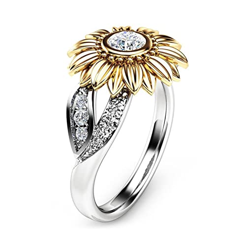 925 Sterling Silver Spinner Ring Meditation Ring Band Wide Hammered Worry Band - color: Sunflower