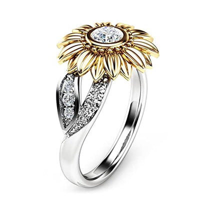 925 Sterling Silver Spinner Ring Meditation Ring Band Wide Hammered Worry Band - color: Sunflower