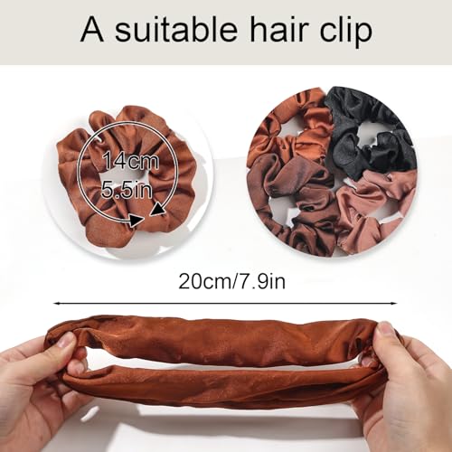 Hair Scrunchies for Women - Hair Ties No Damage Both for Thick Hair or Thin Hair Curl Hair No Crease Scrunchies Ponytail Holder No Hurt Your Hair - color: Black Dark brown Coffe