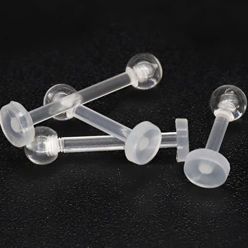 Clear Lip Piercings Set for Women Men Acrylic Nose Retainers Helix Tongue Rings Jewelry Earrings Studs Labret Piercing Para La Nariz 10 Pcs - size: 1.6*12+3