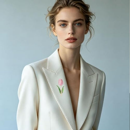 Rhinestone Tulip Flower Brooch Pin for Women Dainty Floral Lapel Pin Gold Plated Tulip Flowers Green Leaf Broochs Pins Trendy Wedding Party Jewelry Accessories - color: Pink