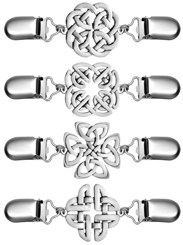 Jetec 4 Pieces Vintage Sweater Shawl Clips Retro Cardigan Collar Dress Shirt Brooch Clips for Women Wearing, 4 Styles - style: Casual Style