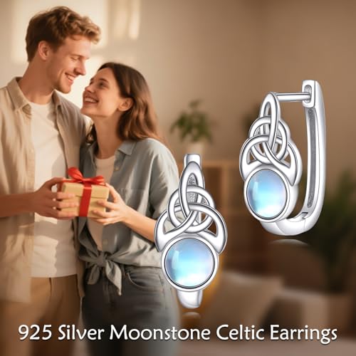 Blue Evil Eye/Celtic/Owl/Moonstone/Paw Print/Cubic Zirconia Hoop Earrings for Women 925 Sterling Silver Women Earrings Jewelry - style: Celtic A