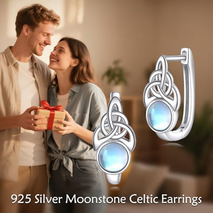 Blue Evil Eye/Celtic/Owl/Moonstone/Paw Print/Cubic Zirconia Hoop Earrings for Women 925 Sterling Silver Women Earrings Jewelry - style: Celtic A