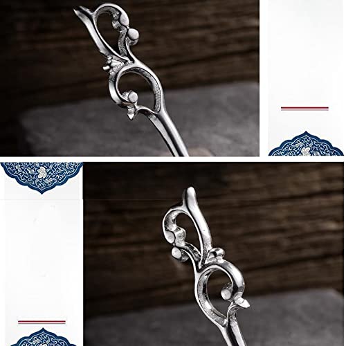 S925 Silver Hairpin Wooden Hair Fork Chinese Style Hair Accessories for Women Girls with Long Hair (tender shoot) - color: tender shoot