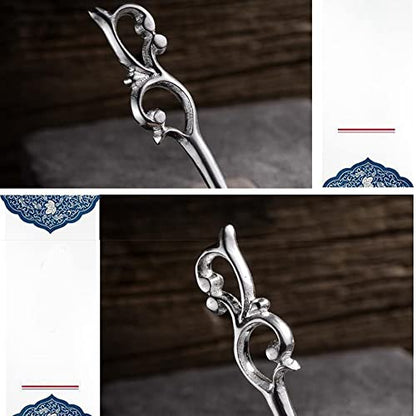 S925 Silver Hairpin Wooden Hair Fork Chinese Style Hair Accessories for Women Girls with Long Hair (tender shoot) - color: tender shoot