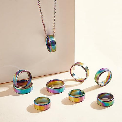 UNICRAFTALE Stainless Steel Classical Plain Stackable Wedding Band Ring Blank Wedding Ring Cool Simple Band For Women and Men Gifts for Special Occasions - color: Rainbow