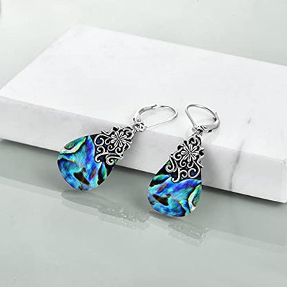 POPLYKE Dragonfly Butterfly Hummingbird Sunflower Earrings 925 Sterling Silver Abalone Shell Moonstone Leverback Earrings Jewelry - style: Filigree