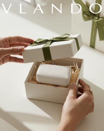 VLANDO Small Travel Jewelry Case, Gifts for Women Bridesmaid,Tangle-Free Jewelry Organizer for Rings Earrings Necklaces, Vegan Leather, Magnetic Closure-Cream White - color: Cream White
