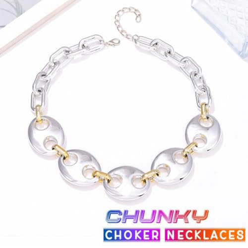 CLOACE Chunky Choker Necklace Gold Cuban Link Necklaces Chain Fashion Jewelry for Women - color: S-C