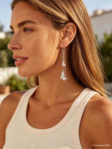 Silver Dangle Earrings Women Dangling Drop Bridesmaid Wedding Prom Jewelry - color: Silver butterfly