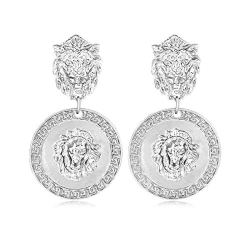 Women's Statement Clip-On Earrings Hypoallergenic Lightweight Clip Earrings - color: F-silver lion